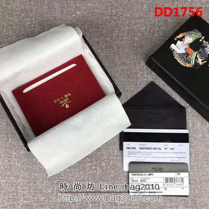PRADA普拉達 官網同步 專櫃最新款 頂級原單十字紋牛皮 三層信用卡夾 1MC208 DD1756