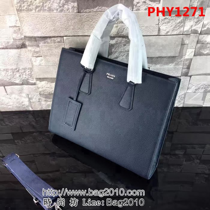 普拉達PRADA原單 2VG011-2FA原版荔枝紋 爆款男士商務手提包 PHY1271