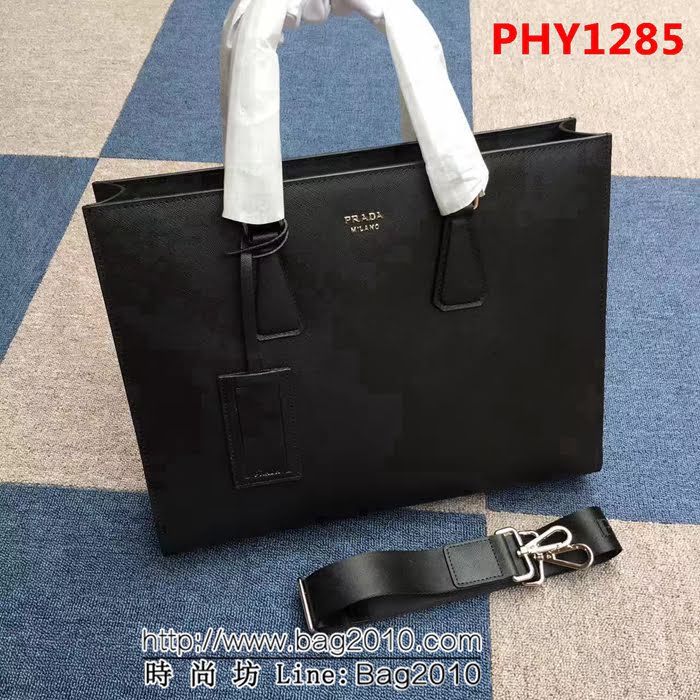 普拉達PRADA原單 2VG011-2FA克色原版十字紋 PRADA男士公事包 PHY1285