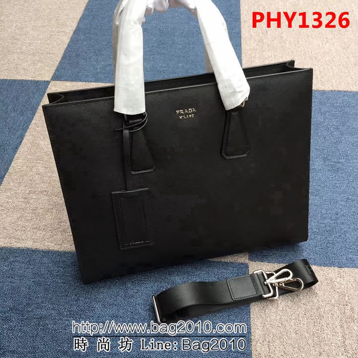 普拉達PRADA原單 2VG011-2FA克色頂級貨原版十字紋PRADA男士爆款公事包 PHY1326