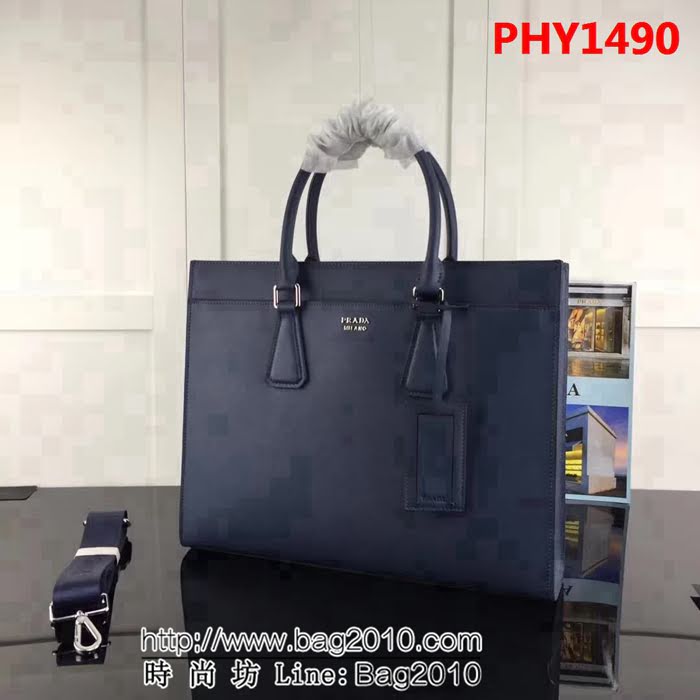 普拉達PRADA原單 最新款2VG014-1F藍色原單爆款男士商務手提包 PHY1490