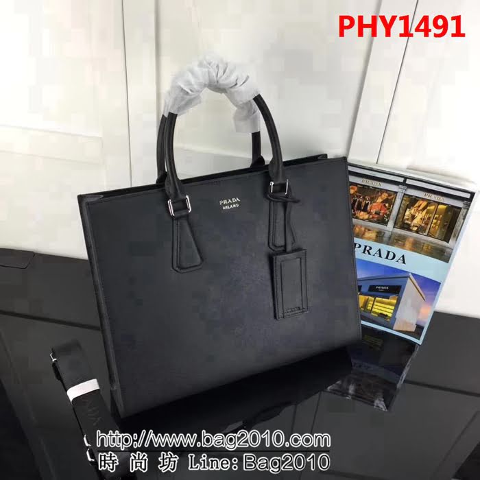 普拉達PRADA原單 2VG011-2FA克色原單十字紋PRADA男士商務公事包 PHY1491