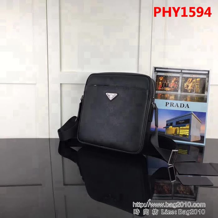 普拉達PRADA原單 P家新款專櫃品質 2VE362原廠十字紋牛皮男士單肩斜挎包 PHY1594