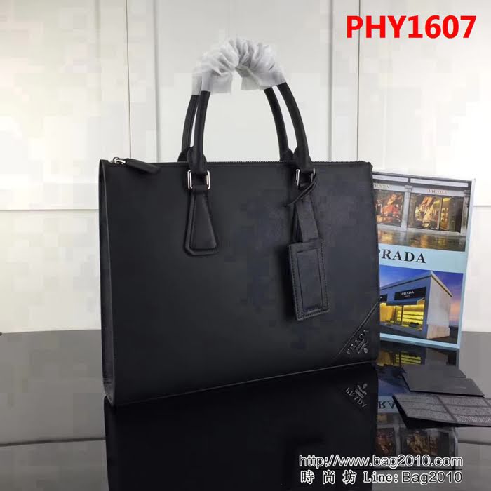 普拉達PRADA原單 2vG030-9黑色原單十字紋PRADA男士商務公事包 PHY1607