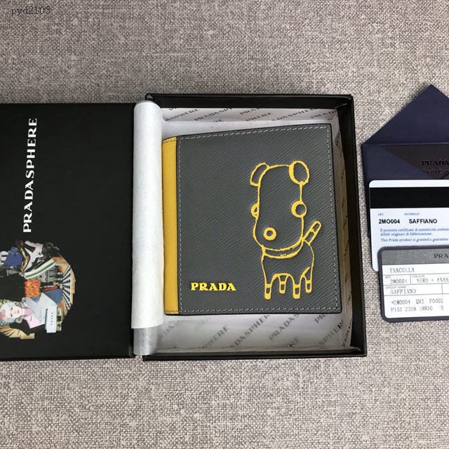 prada錢包 普拉達專櫃最新聖誕限量款系列 2MO004 PRADA男士短款錢夾  pyd2103