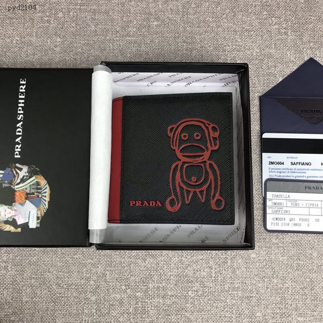 prada錢包 普拉達專櫃最新聖誕限量款系列 2MO004 PRADA男士短款錢夾  pyd2104