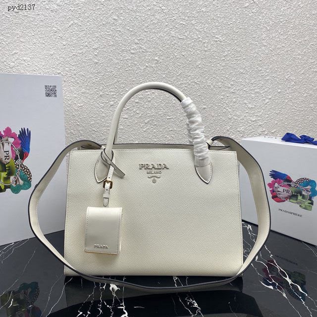 prada女包 普拉達專櫃最新爆款大號手提包 1BA155 Saffiano皮革手袋 prada十字紋小牛皮肩背包  pyd2137