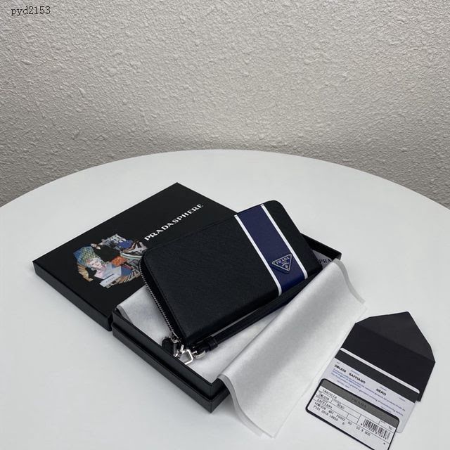 prada錢包 普拉達專櫃最新款 鱷魚皮拼接男士長錢包 2ML028 prada限量版拉鏈錢夾  pyd2153