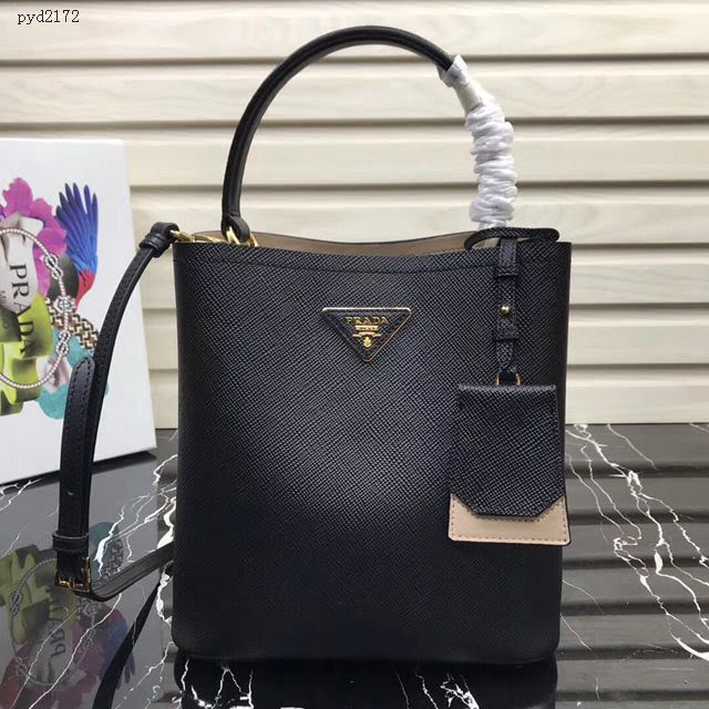 prada女包 普拉達專櫃最新款手提肩背包 1BA212 Prada Double Saffiano皮革手袋 Prada進口牛皮水桶包  pyd2172