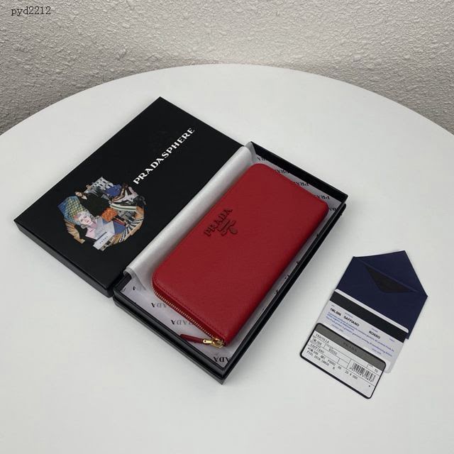 prada錢包 普拉達專櫃最新爆款長錢包 1ML506 prada女士單拉鏈錢包  pyd2212