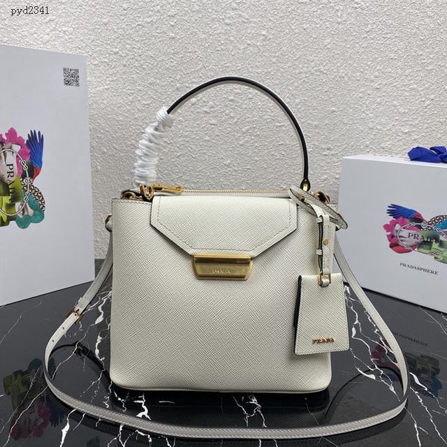 prada女包 普拉達2020專櫃爆款 1BN012 Prada十字紋牛皮肩背女包 Prada手提水桶包  pyd2341