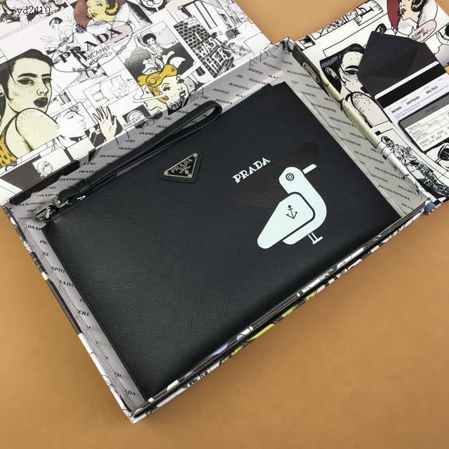 prada手包 普拉達2020最新款限量版手包 2NH005 Prada海鷗徽標圖案手拿包  pyd2410