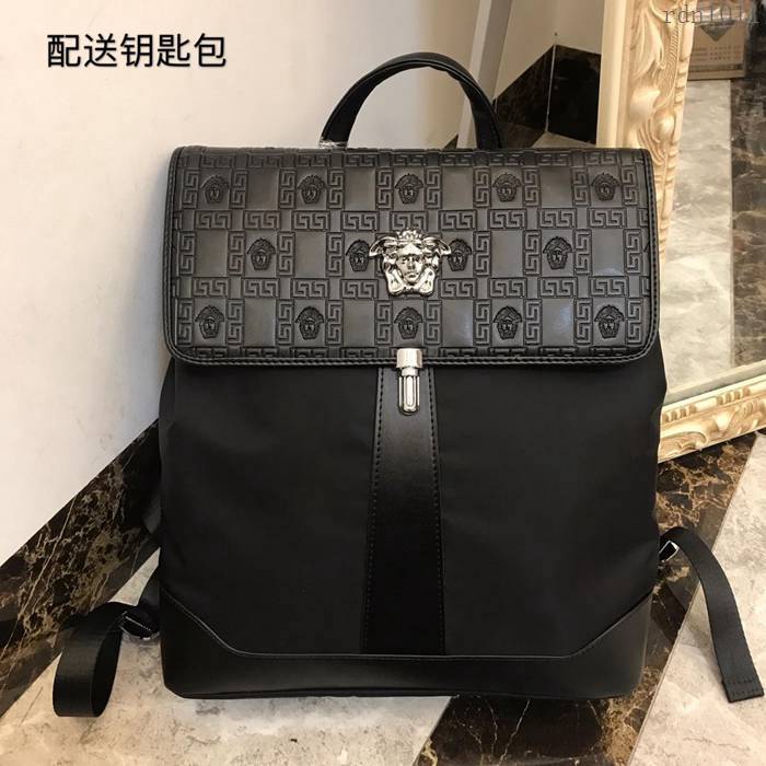 VERSACE男包 范思哲最新款书包 顶级原单货 黑色 男士双肩包 360-1  rdn1011