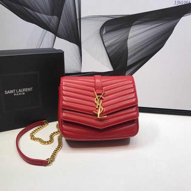 YSL爆款女士包包 聖羅蘭經典款Saint Laurent雙蓋頭小牛皮包包 YSL肩背斜挎包 632662  jjh1064