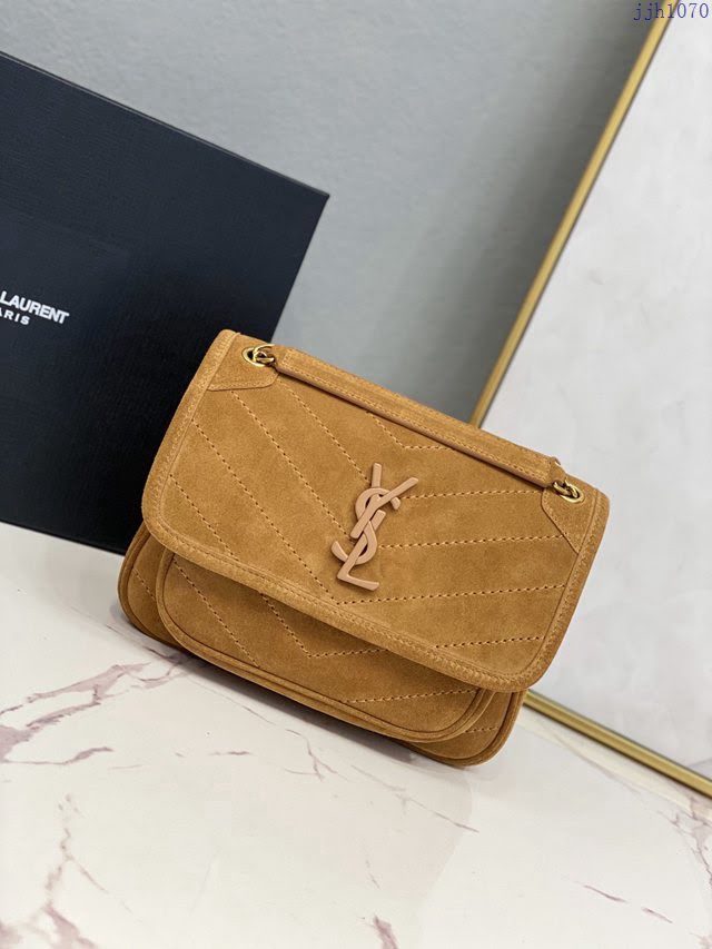 YSL爆款女士包包 聖羅蘭經典款MONOGRAM翻蓋麂皮手袋 YSL肩背斜挎包 533037  jjh1070