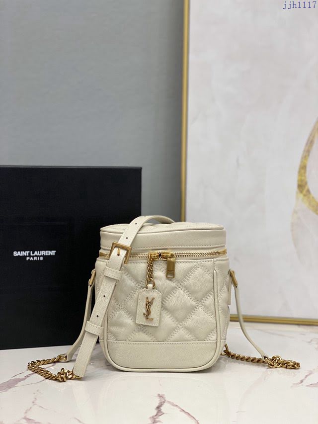YSL爆款女士包包 聖羅蘭經典款VANITY方形絎縫粒面壓印手袋 YSL環繞式拉鏈化妝包 649779  jjh1117