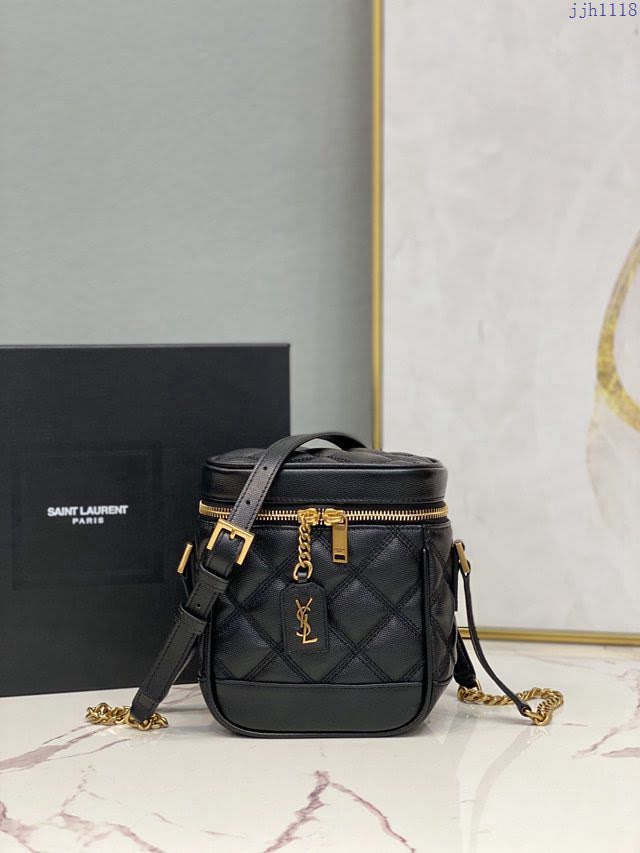 YSL爆款女士包包 聖羅蘭經典款VANITY方形絎縫粒面壓印手袋 YSL環繞式拉鏈化妝包 649779  jjh1118
