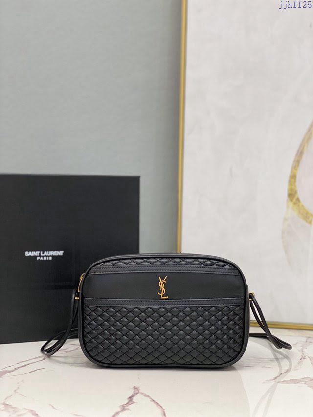 YSL爆款女士包包 聖羅蘭經典款菱形絎縫單拉鏈羊皮相機包 YSL肩背斜挎包 648324  jjh1125