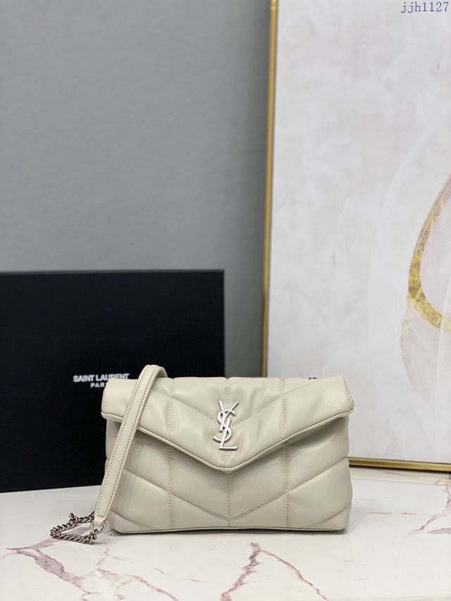 YSL爆款女士包包 聖羅蘭經典款絎縫小羊皮迷你號郵差包 YSL肩背斜挎包 602333  jjh1127