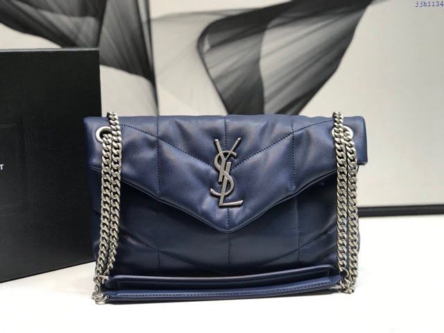YSL爆款女士包包 聖羅蘭經典款LOULOU PUFFER絎縫漆皮小號郵差包 YSL肩背斜挎包 577476  jjh1134