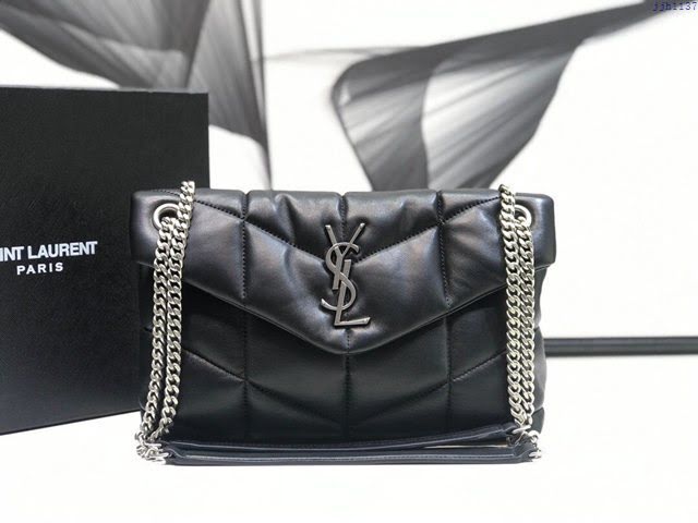 YSL爆款女士包包 聖羅蘭經典款LOULOU PUFFER絎縫漆皮小號郵差包 YSL肩背斜挎包 577476  jjh1137