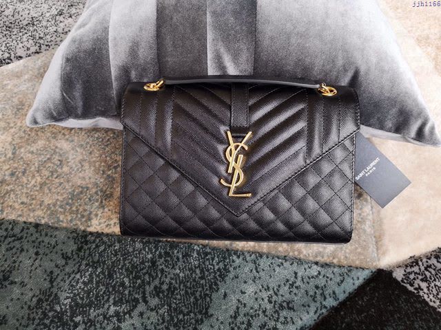 YSL爆款女士包包 聖羅蘭經典款原廠皮ENVELOPE粒面壓花絎縫紋中號信封包 487206  jjh1166