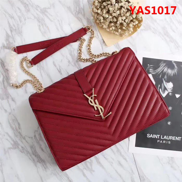 YSL聖羅蘭 經典款 互扣式金屬YSL標誌 原版南非皮肩背包 26588 YAS1017