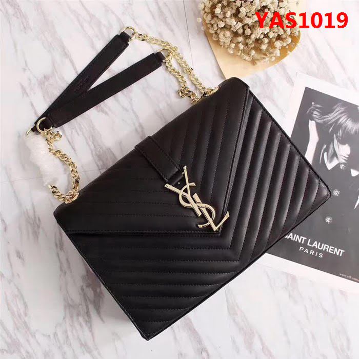 YSL聖羅蘭 經典款 互扣式金屬YSL標誌 原版南非皮肩背包 26588 YAS1019