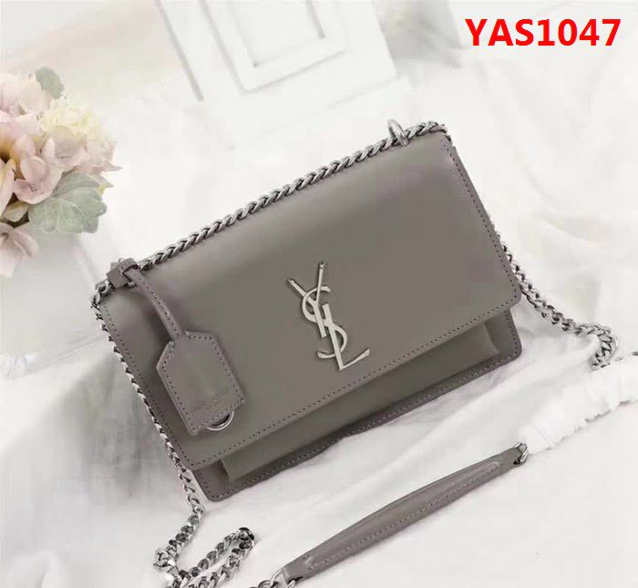 YSL聖羅蘭 專櫃最新 鄭秀文同款 牙籤紋牛皮鏈條單肩斜挎包 442906 YAS1047