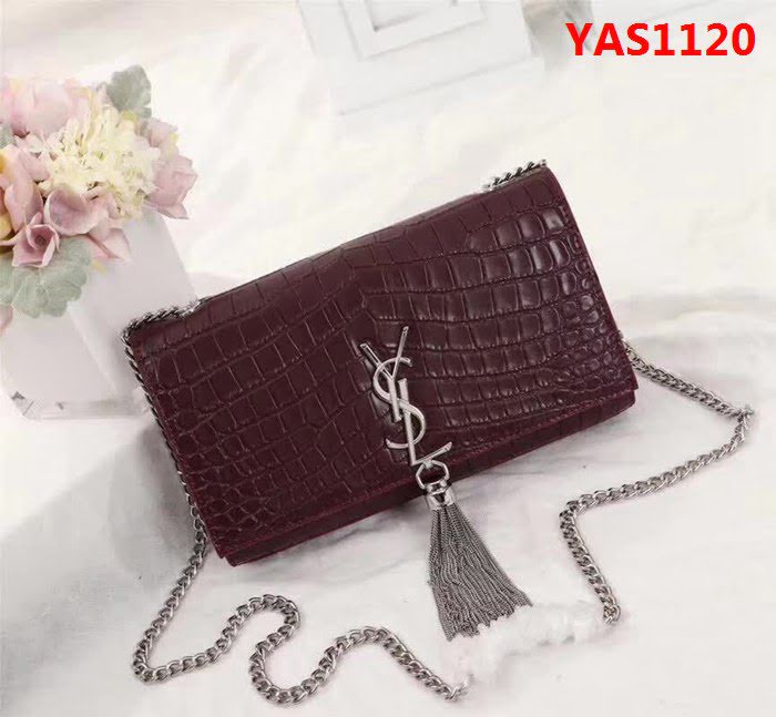 YSL聖羅蘭 經典銀扣 鱷魚紋牛皮 時尚流蘇包 311225 YAS1120