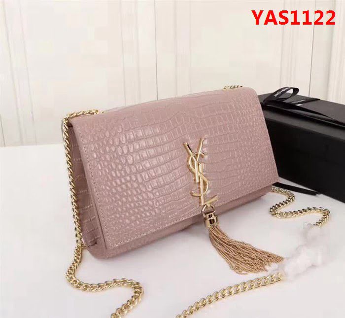 YSL聖羅蘭 經典金扣 鱷魚紋牛皮 時尚流蘇包 26700 YAS1122