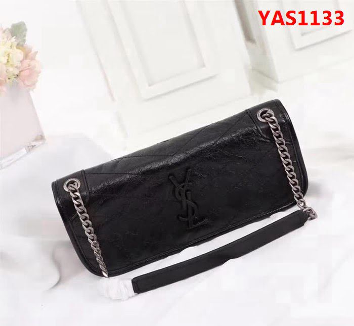 YSL聖羅蘭 專櫃對版同步新款 爆裂抓皺皮百搭鏈條包 504865 YAS1133