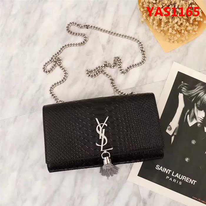 YSL聖羅蘭 原單貨 蟒蛇紋牛皮 鏈條流蘇單肩小包 311223 YAS1165