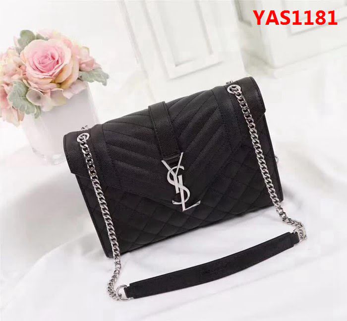 YSL聖羅蘭 爆款 魚子醬紋牛皮鏈條單肩斜挎包 26808-1 YAS1181