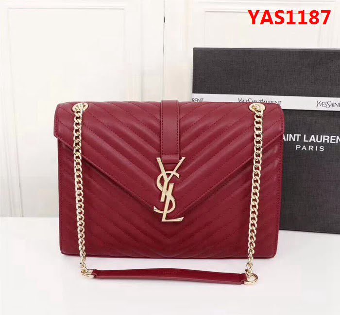 YSL聖羅蘭 經典款 互扣式球紋金屬YSL標誌 原版南非皮肩背包 26588 YAS1187