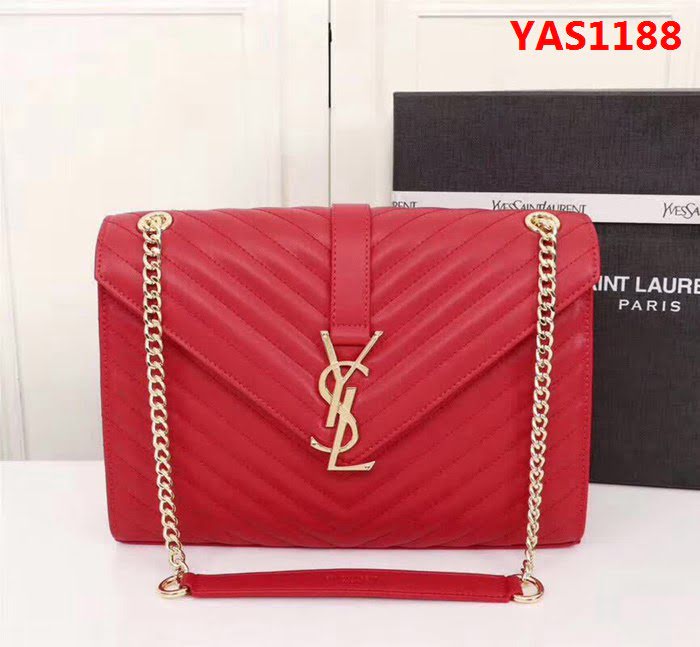 YSL聖羅蘭 經典款 互扣式球紋金屬YSL標誌 原版南非皮肩背包 26588 YAS1188