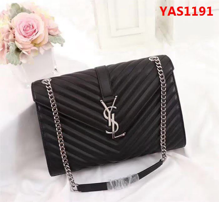 YSL聖羅蘭 經典款 互扣式球紋金屬YSL標誌 原版南非皮肩背包 26588 YAS1191