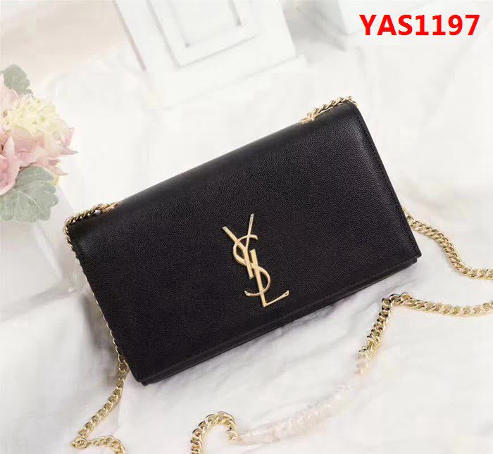 YSL聖羅蘭 原版魚子醬牛皮 翻蓋式 金色鏈條包 26702 YAS1197