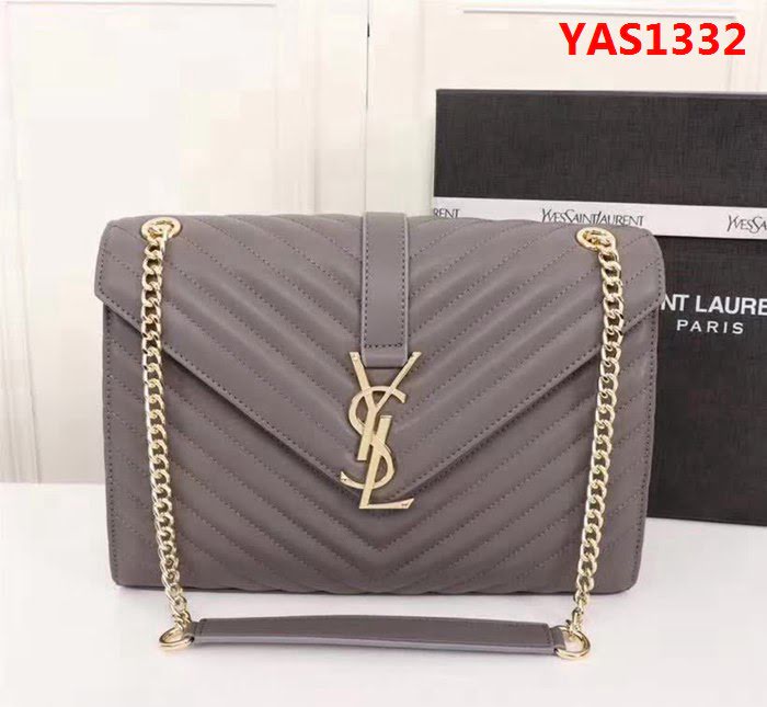 YSL聖羅蘭 經典款 互扣式金屬YSL標誌 原版南非皮肩背包 26588 YAS1332