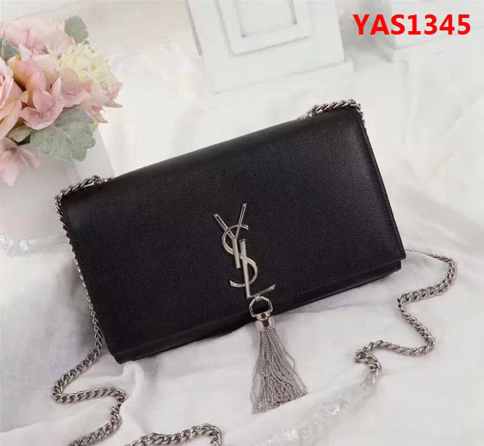 YSL聖羅蘭 原版魚子醬牛皮 翻蓋式 金色鏈條包 26702-1 YAS1345