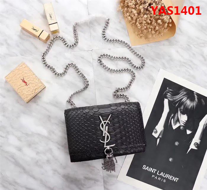 YSL聖羅蘭 原單貨 蟒蛇紋牛皮 鏈條流蘇單肩小包 311223-1 YAS1401