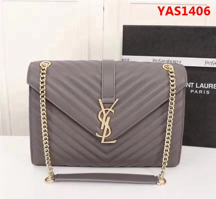 YSL聖羅蘭 經典款 互扣式球紋金屬YSL標誌 原版南非皮肩背包 26588 YAS1406