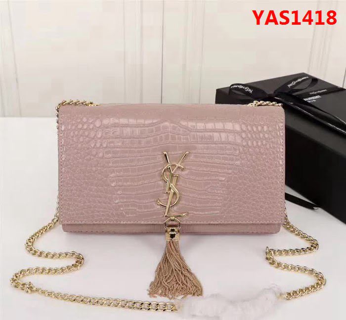 YSL聖羅蘭 鱷魚紋牛皮 時尚鏈條流蘇包 可單肩斜挎 26700 YAS1418