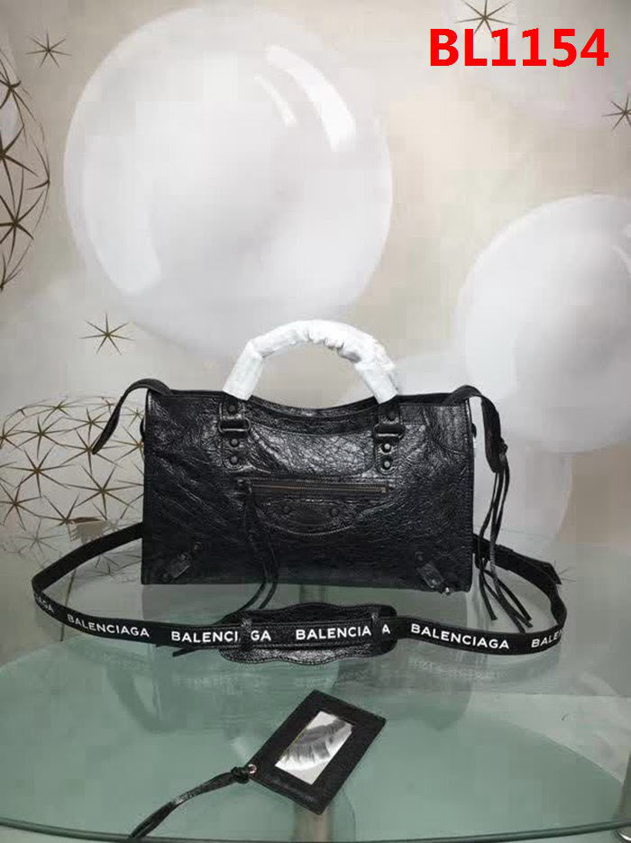 BALENCIAG巴黎世家 歐洲水貨 Balenciaga city小黑釘 限量 原廠爆裂紋羊皮黑白塗鴉 手提包  BL1154