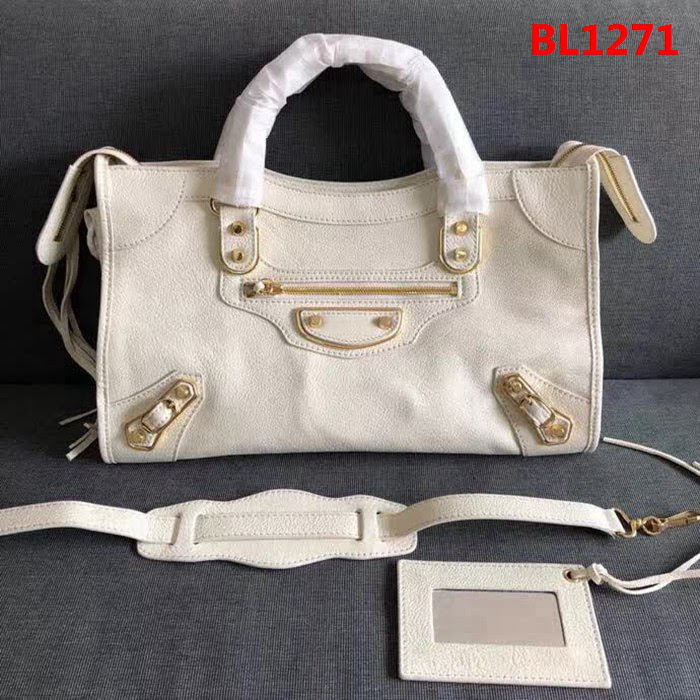 BALENCIAG巴黎世家 機車包 BALENCIAGA 原版山羊皮包邊五金 手提肩背斜挎包  BL1271