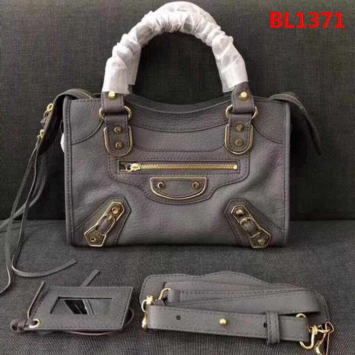 BALENCIAG巴黎世家 機車包 23cm原版山羊皮配金邊 手提肩背斜挎包  BL1371