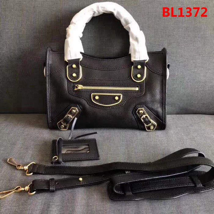 BALENCIAG巴黎世家 機車包 28cm原版山羊皮配金邊 手提肩背斜挎包  BL1372