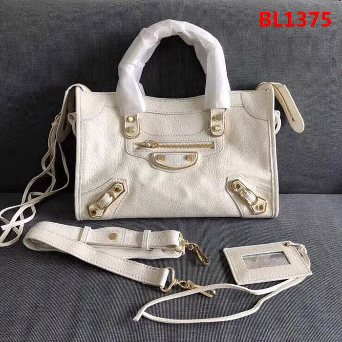 BALENCIAG巴黎世家 機車包 30cm原版山羊皮配金邊 手提肩背斜挎包  BL1375