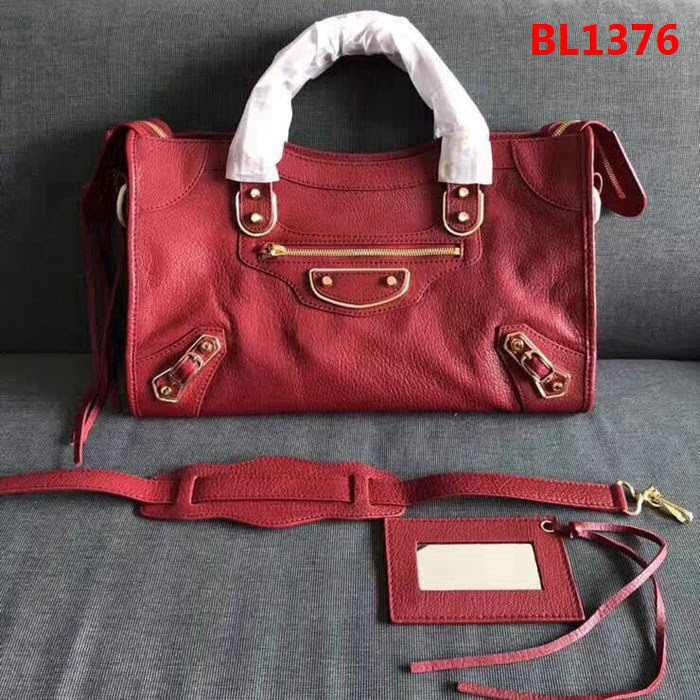 BALENCIAG巴黎世家 機車包 38cm原版山羊皮配金邊 手提肩背斜挎包  BL1376