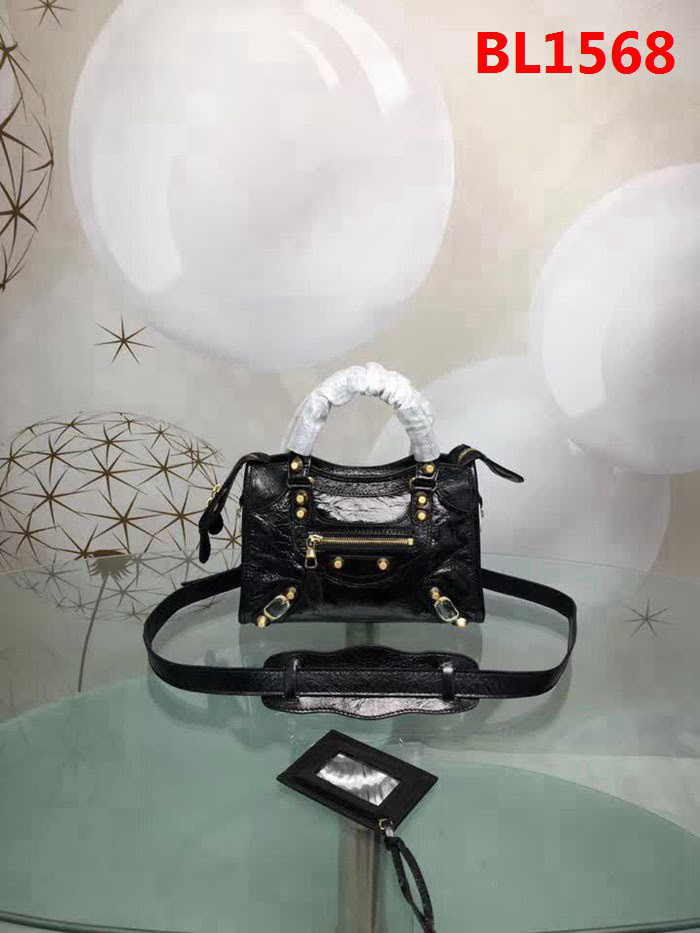 BALENCIAG巴黎世家 義大利進口 原版油蠟頭層牛皮 香皮小銀釘 時尚百搭 手提肩背斜挎包  BL1568